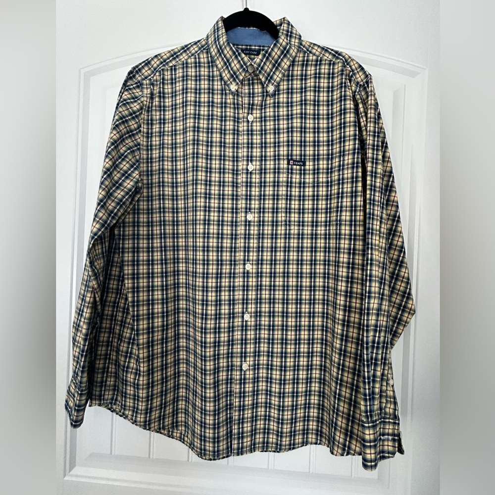 Chaps, easy care, long sleeve, button-down shirt, size large.